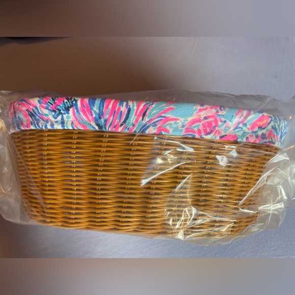 Lilly Pulitzer Wicker & Canvas Tote - Picture 3 of 7